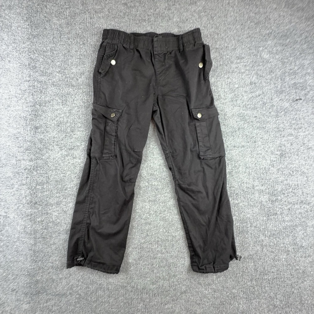 V.I.P. Cargo Pants Youth 9/10 Black Elastic Waist Pull On Stretch Pockets